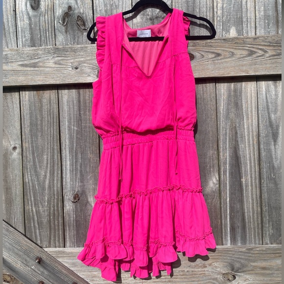 Adrienne Dresses & Skirts - Adrienne Pink Ruffled Dress Size S